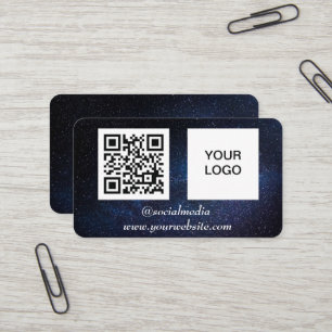 Galaxy Weltraum Social Media QR Code Marineblau Mo Visitenkarte