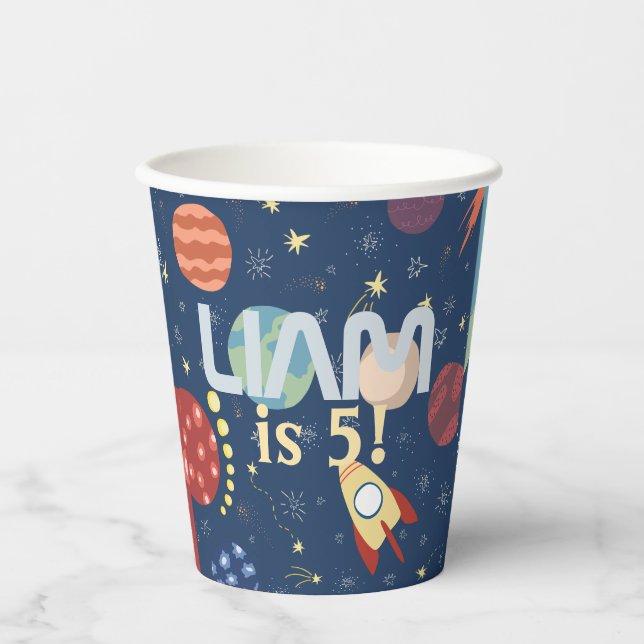 Galaxy Weltraumkind's Geburtstag Pappbecher (Vorderseite)