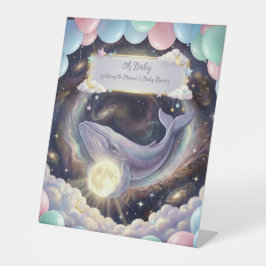 Galaxy Whale Baby Shower Willkommensschild Sockelschild