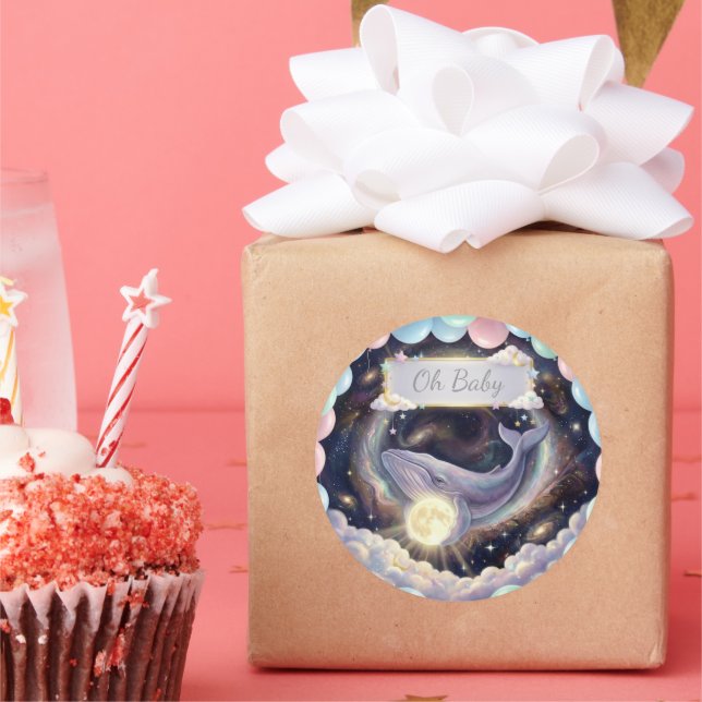 Galaxy Whale Oh Baby Cupcake Stickers (Fête)