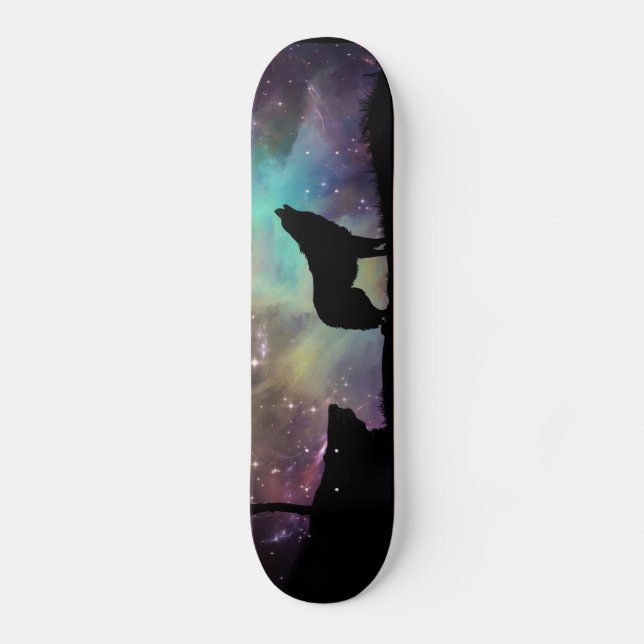 Galaxy -Wolf Skateboard (Vorderseite)