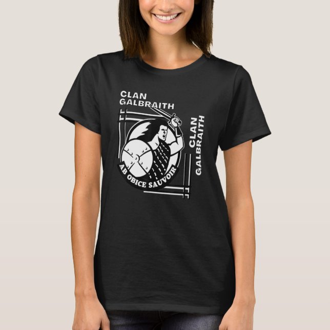 Galbraith Clan Gaelic Motto Swordsman T-Shirt (Vorderseite)