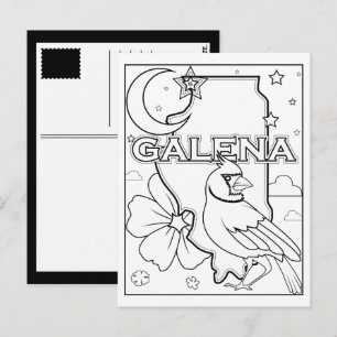 Galena Illinois Bundesstaat Umriss Malvorlage Postkarte
