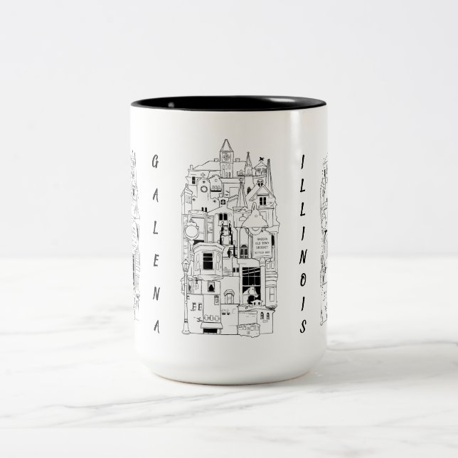 Galena illinois Collage Zweifarbige Tasse (Mittel)
