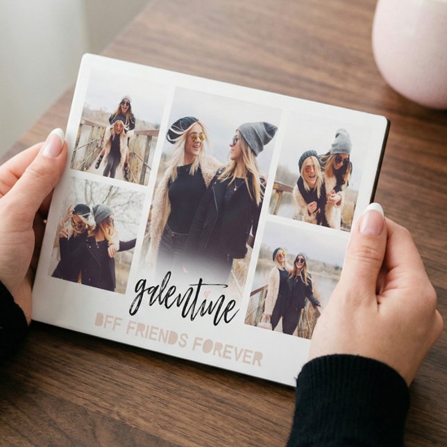 Galentine BESTE FREUNDIN Friends Forever Foto Coll Fotoplatte (Galentine’s Day BFF Friends Forever Photo Collage Plaque)