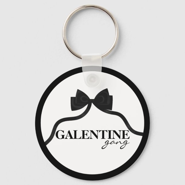 Galentine Gang Friend Valentine Black Bow Schlüsselanhänger (Vorderseite)