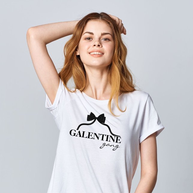 Galentine Gang Friend Valentine Black Bow T-Shirt (Von Creator hochgeladen)