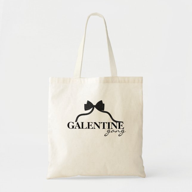 Galentine Gang Friend Valentine Black Bow Tragetasche (Vorne)