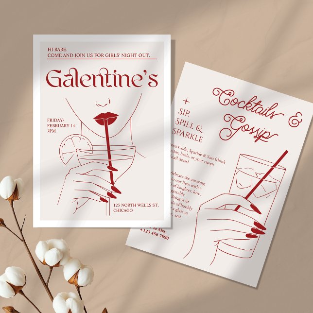 Galentine Girls Cocktails Party laden Einladung (Von Creator hochgeladen)