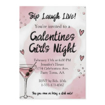 Galentine Girls Night Out Martini Pink and Black