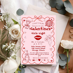 Galentine Hand Drawn Factory Stores Party Einladung