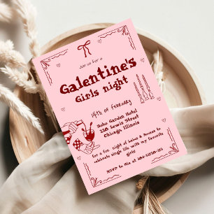 Galentine Handgezeichnete Valentins-Girls-Night-Pa Feiertagskarte