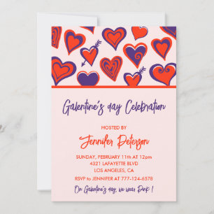Galentine invitation rose et rouge Valentine Moder
