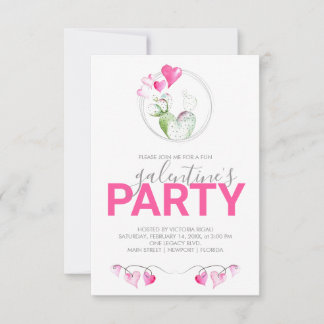 Galentine Party Einladungen Wasserfarbenkaktus