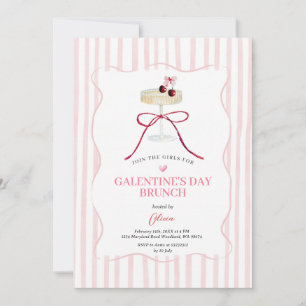 Galentine’s Day Brunch-Einladung Rosa Streifen Einladung
