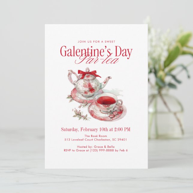 Galentine’s Day Par-tea Einladung (Stehend Vorderseite)