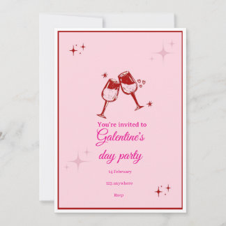 Galentine’s Day Party Einladung | Rosa Champagner 