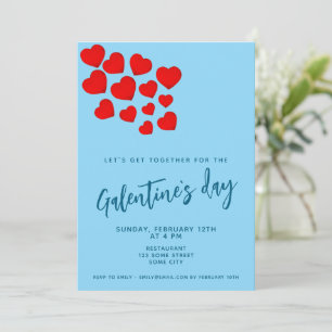 Galentine`s Day Rote Herzen Freunde-Party Einladung