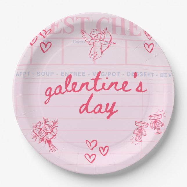 Galentine’s Day Valentine Girly Invitation Pappteller (Vorderseite)