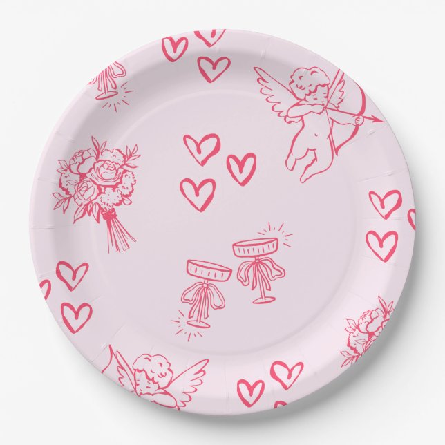Galentine’s Day Valentine Girly Invitation Pappteller (Vorderseite)