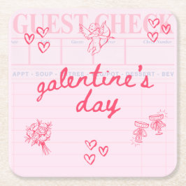 Galentine’s Day Valentine Girly Invitation Rechteckiger Pappuntersetzer