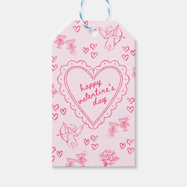 Galentine’s Day Valentine Girly Pink Geschenkanhänger (Vorderseite)