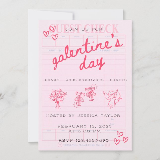 Galentine’s Day Valentines Girly Invitation (Devant)