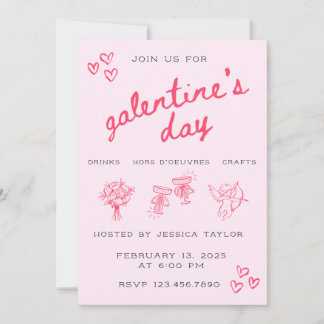 Galentine’s Day Valentines Girly Invitation Einladung