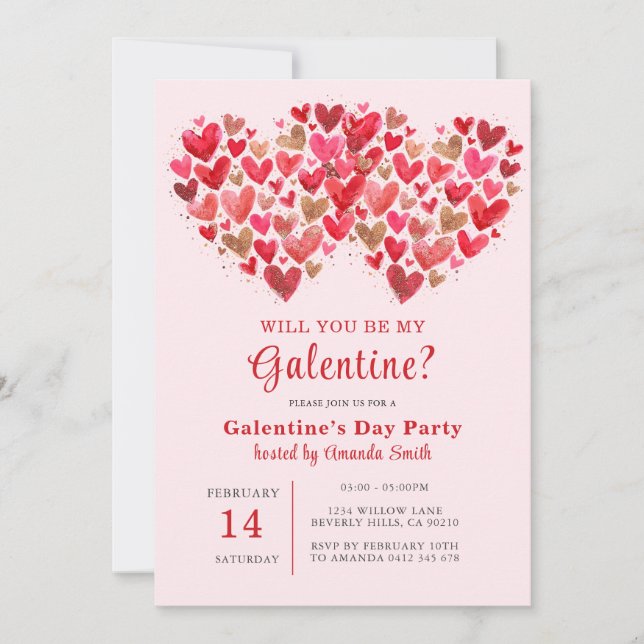 Galentine’s Girls Night Party Valentine Einladung (Vorderseite)