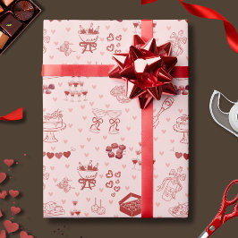Galentine’s-Party-Doodle-Muster Geschenkpapier
