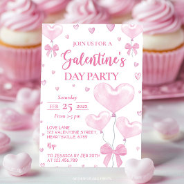Galentiner Tag Rosa Herz Girly Party Einladung