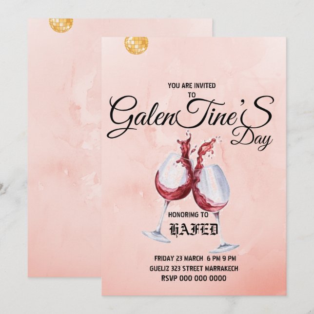 Galentiner-Tasse Blumenbeere Moderne rosa Einladun Einladung (Vorne/Hinten)