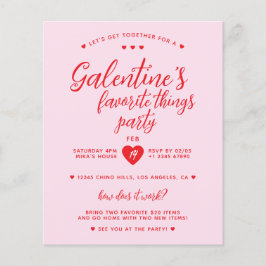 Galentiner's Favorite Things Party Budget Einladun Flyer