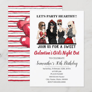 Galentine's Bash Girls Night Out Valentines Party Einladung