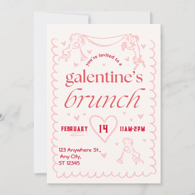 galentines brunch party Invitation (Devant)