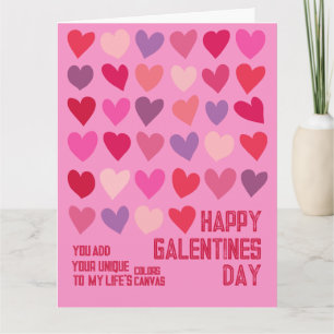 Galentines Day Art Best Friends Pink Rote Herzen Karte