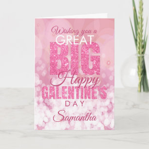 Galentines Day Bestie Pink Glitzer Valentine Karte