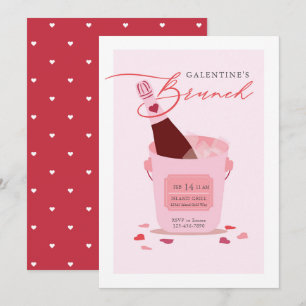 Galentine's Day Bruch Champagne Drink Herz Einladung