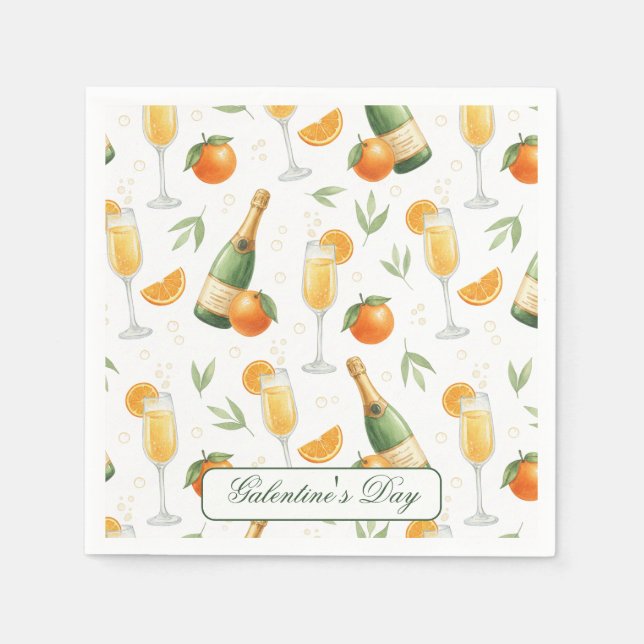 Galentines Day Brunch Mimosas Elegant Serviette (Vorderseite)