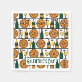 Galentines Day Brunch Mimosas Retro Serviette