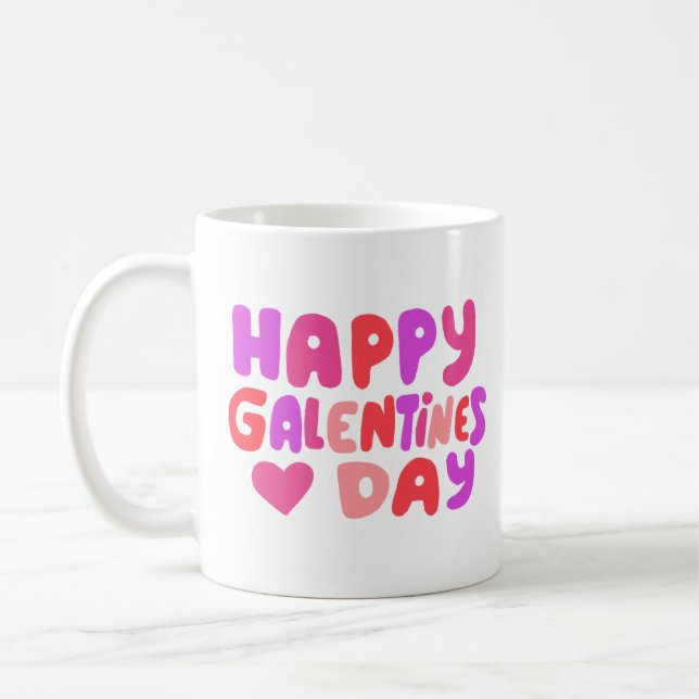Galentines Day Bubble Letters Groovy Curvy Retro Kaffeetasse (Links)