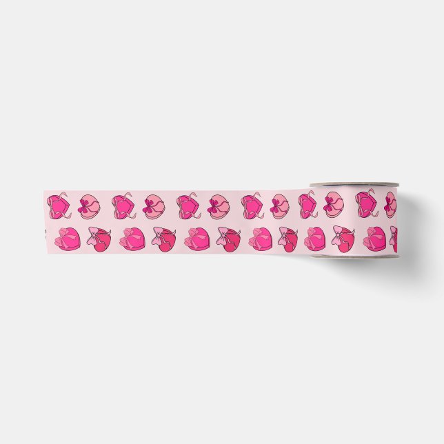 Galentine's Day Coquette Pink Bow Heart Gift Box P Satinband (Vorderseite)