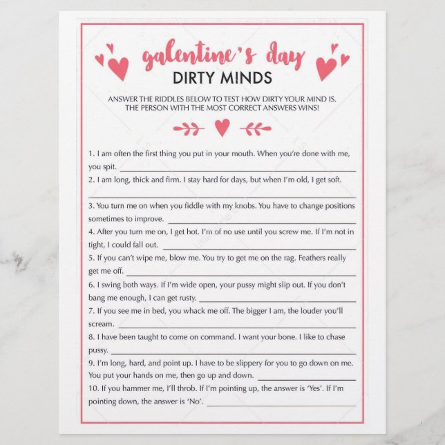 Galentines Day Dirty Minds Spiel Flyer (Vorne)