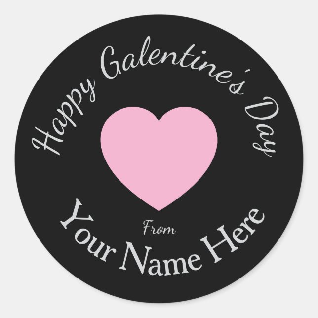 Galentines Day From Your Name Here Custom Graphics Runder Aufkleber (Vorderseite)