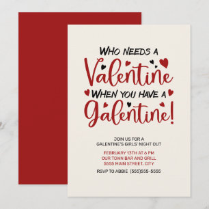 Galentine's Day Girls Night Out Red Hearts Einladu Einladung