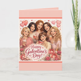 Galentine's Day Greeting Card, Six Girlfriends Karte