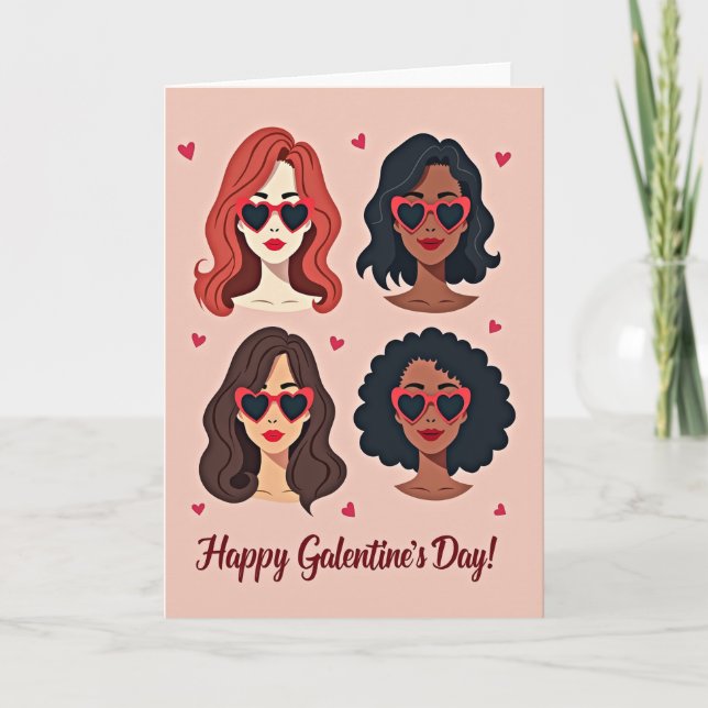 Galentines Day Hearts Karte (Vorderseite)