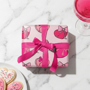 Galentine's Day Kokette Rosa Schleifen Herz Gesche Geschenkpapier