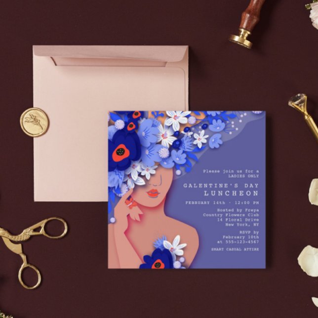 Galentine's Day Luncheon Modern Girly Floral Einladung (Von Creator hochgeladen)