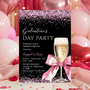 Galentine's Day Party Champagner Rosa Coquette Einladung